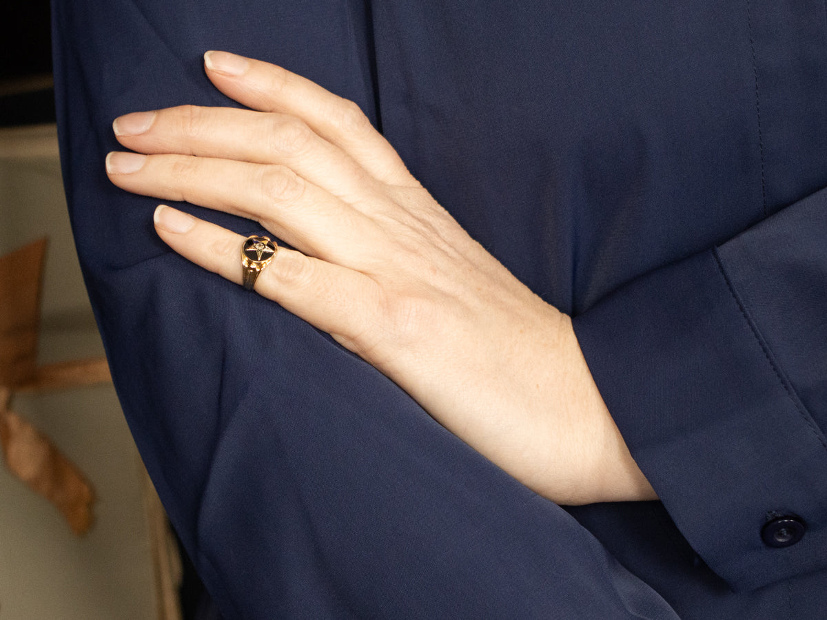 Antique Black Onyx Order of the Eastern Star Ring