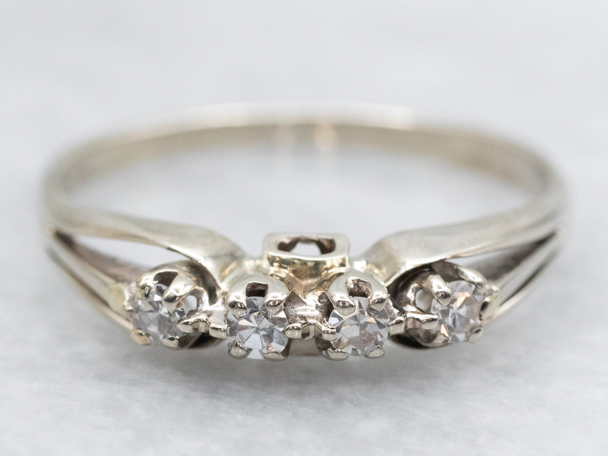 Vintage White Gold Diamond Band