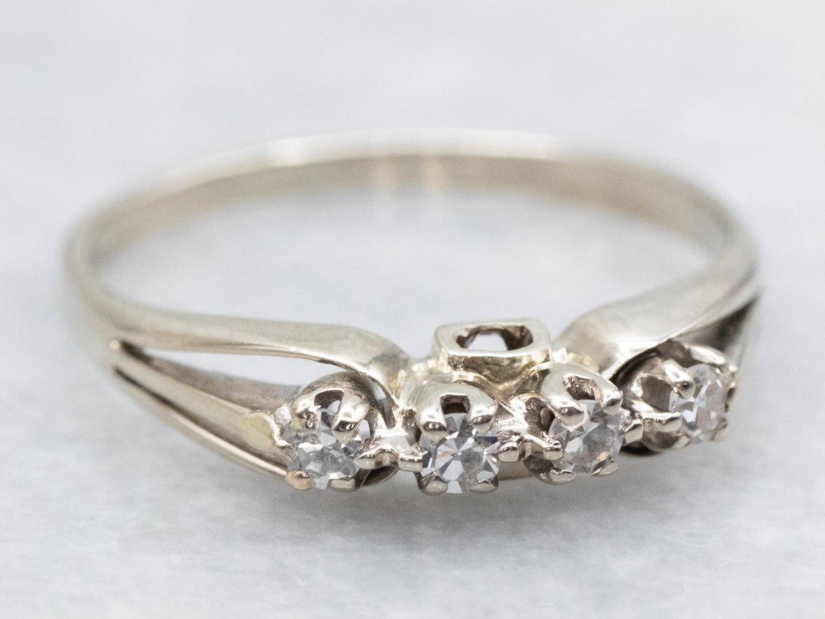 Vintage White Gold Diamond Band