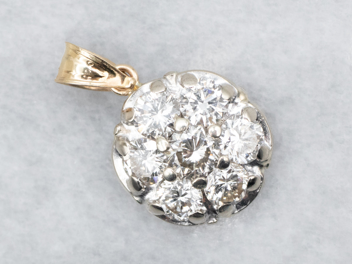 Twinkling Two Tone Diamond Cluster Pendant