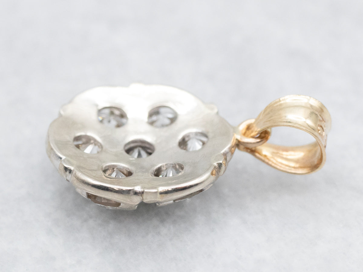 Twinkling Two Tone Diamond Cluster Pendant
