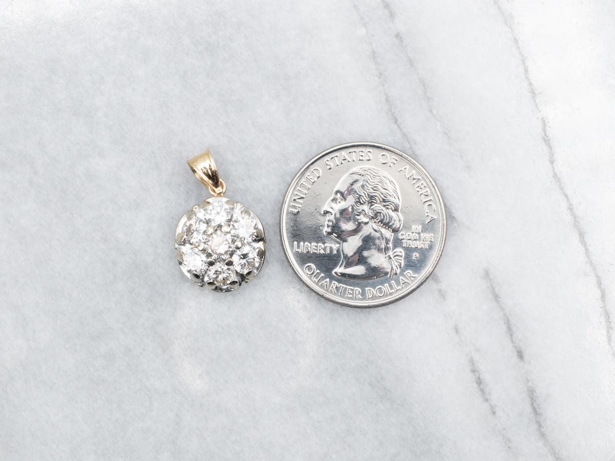 Twinkling Two Tone Diamond Cluster Pendant