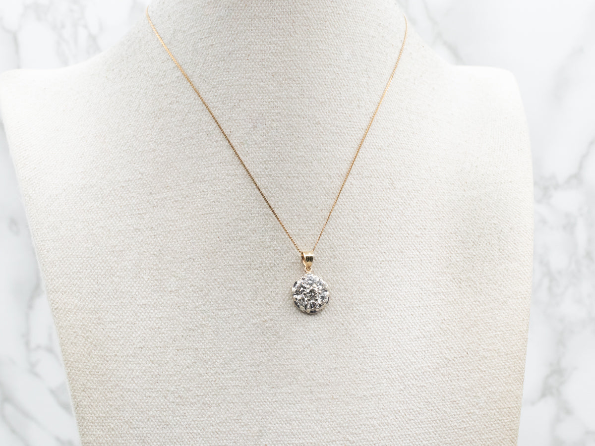 Twinkling Two Tone Diamond Cluster Pendant