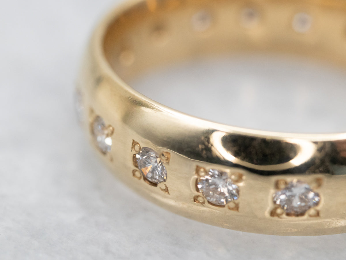 Wide Yellow Gold Diamond Eternity Band