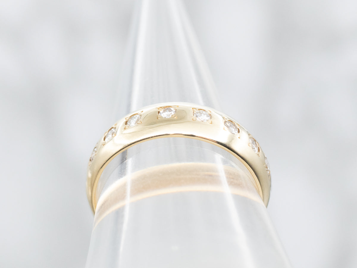 Wide Yellow Gold Diamond Eternity Band