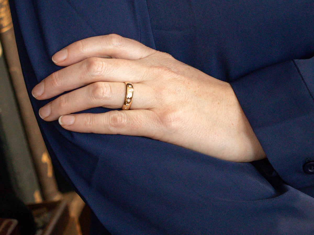 Wide Yellow Gold Diamond Eternity Band