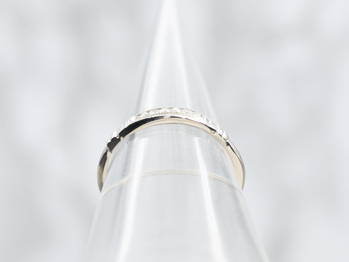 Thin White Gold Diamond Retro Era Band