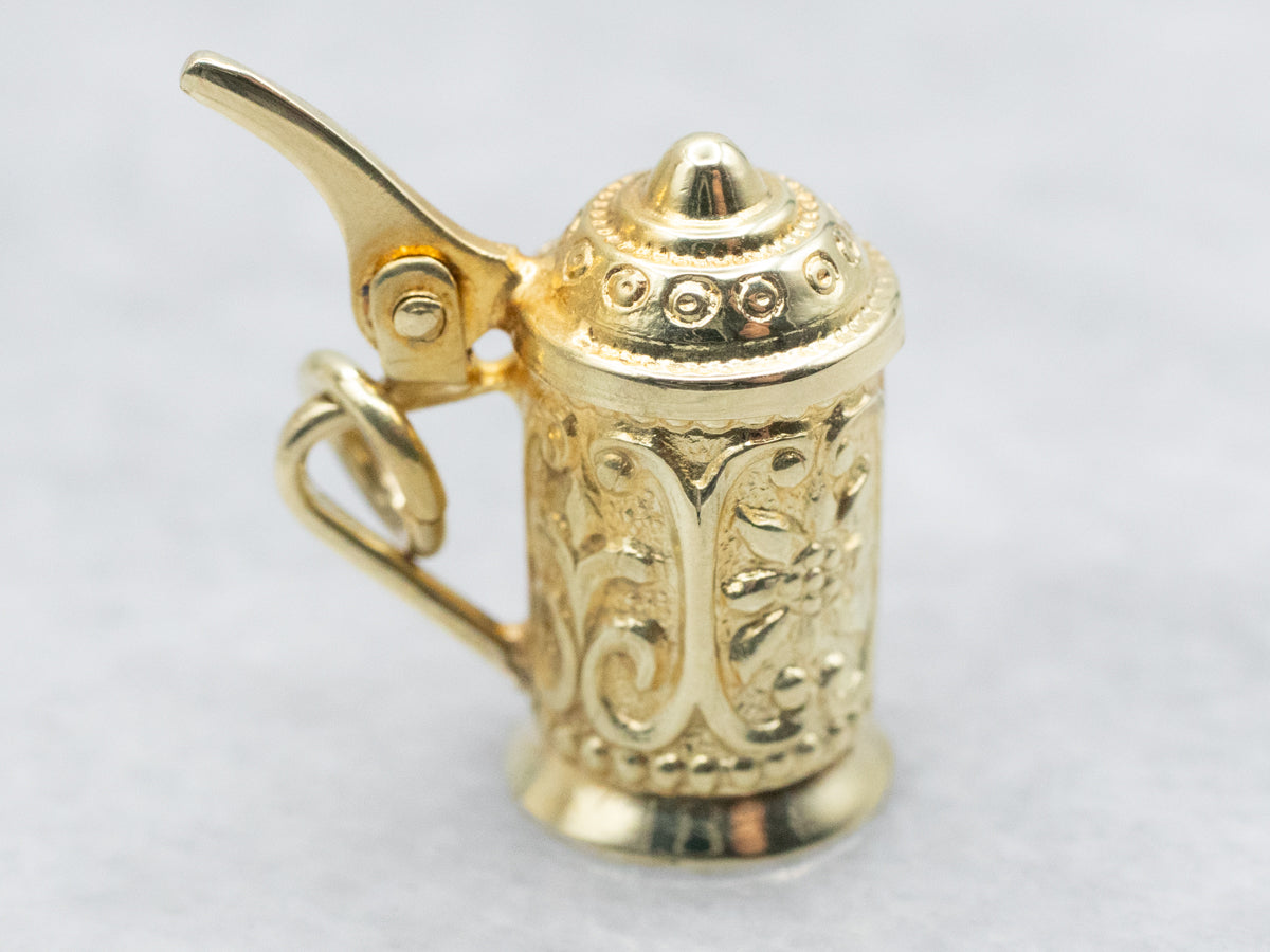 Floral Beer Stein Charm with Opening Lid