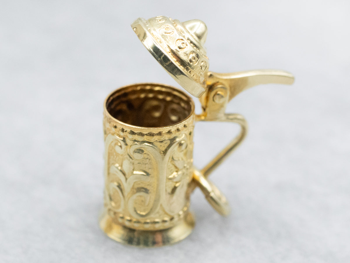 Floral Beer Stein Charm with Opening Lid