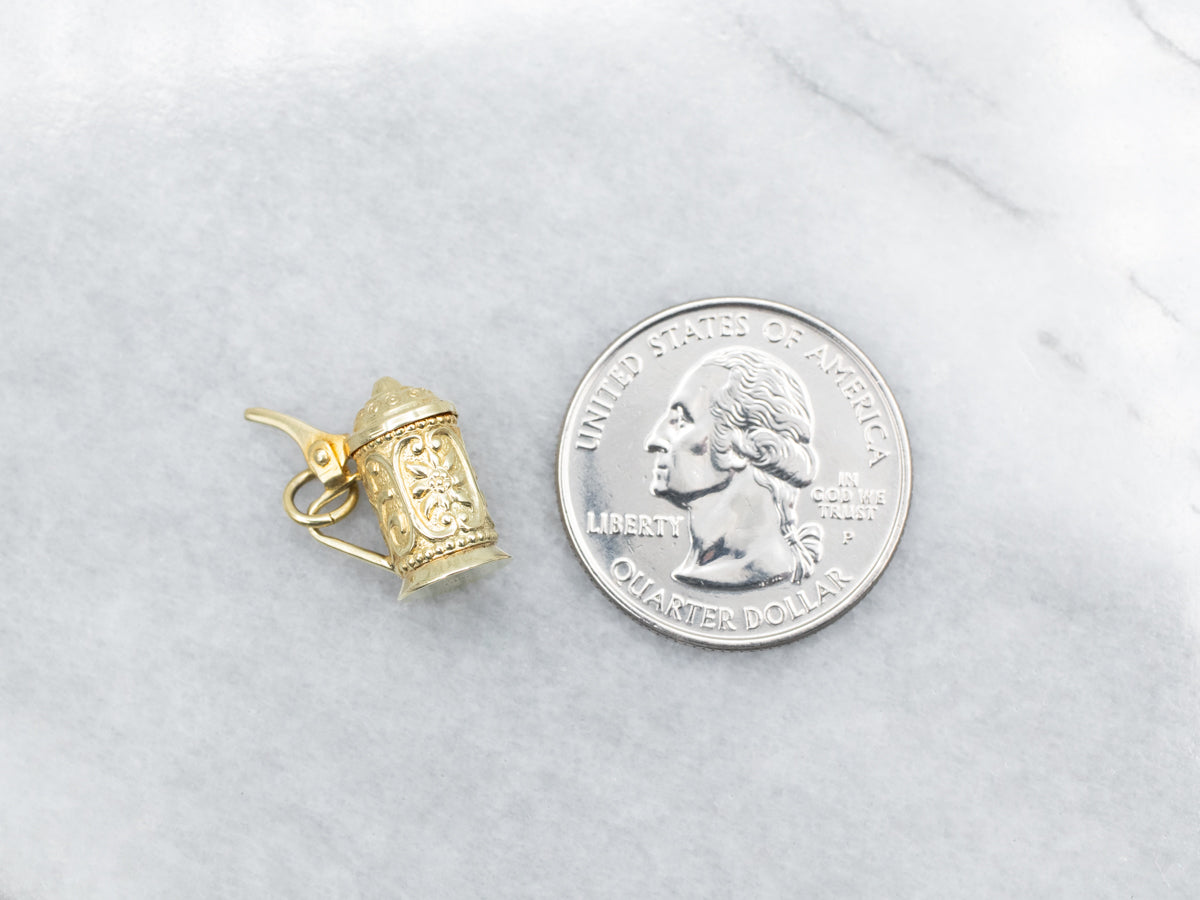 Floral Beer Stein Charm with Opening Lid