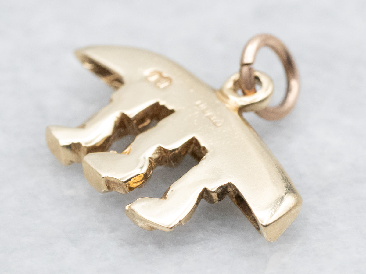 Yellow Gold Canoe Being Carried Pendant