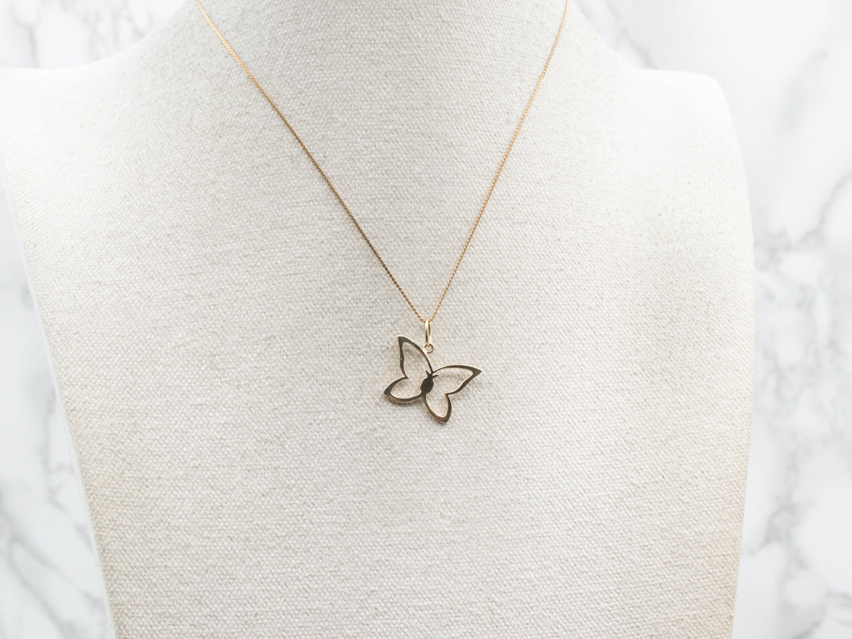 Yellow Gold Open Butterfly Pendant