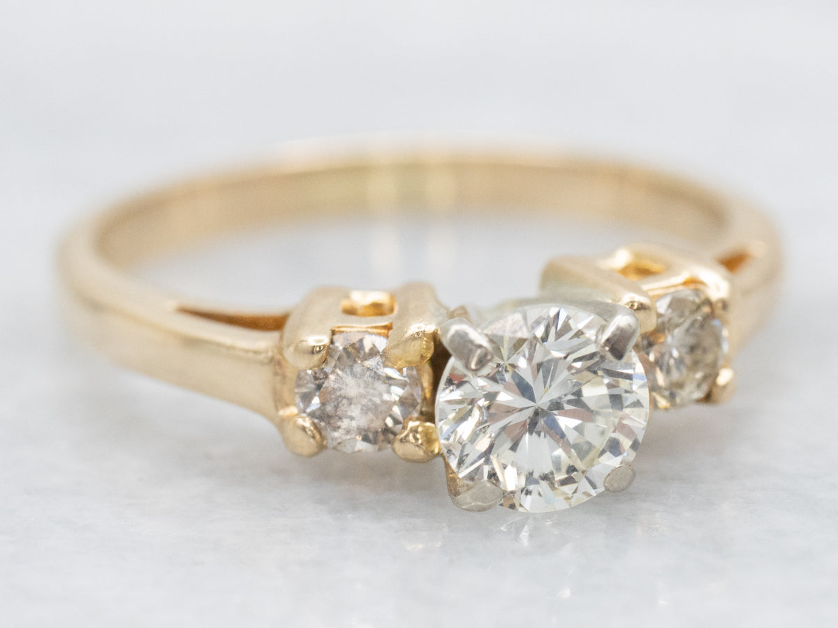 Polished Gold Three Stone Diamond Engagement Ring