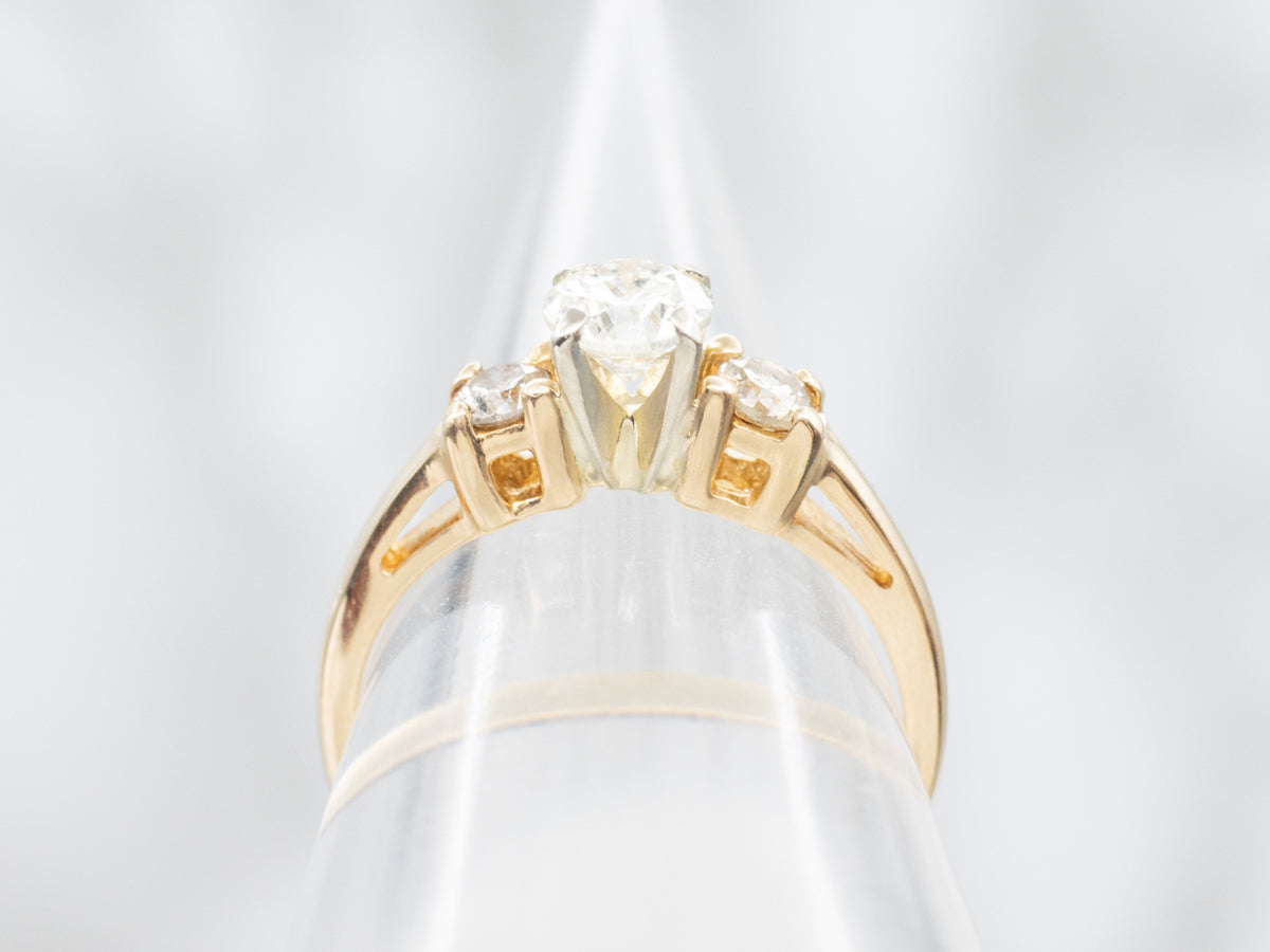 Polished Gold Three Stone Diamond Engagement Ring