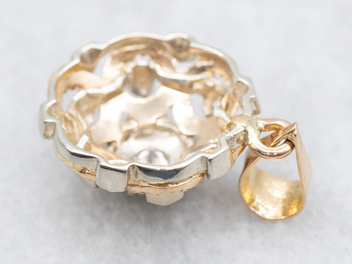 Ornate Two Tone Gold Diamond Pendant