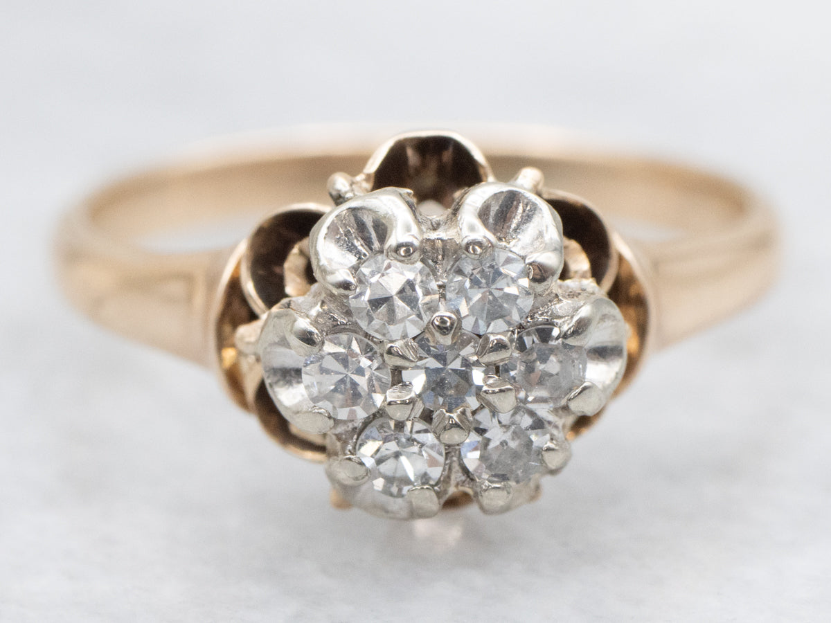 Mixed Era Diamond Cluster Engagement Ring