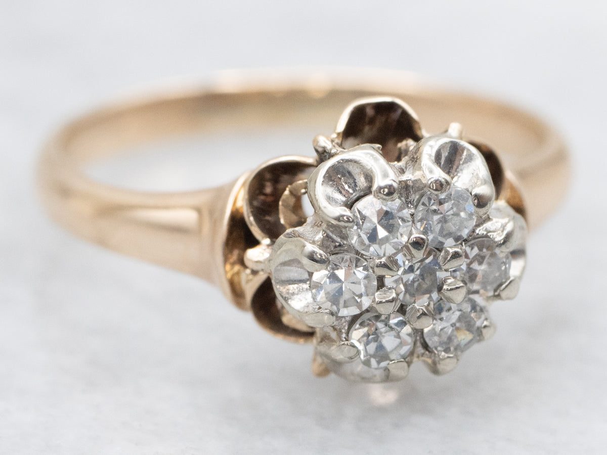 Mixed Era Diamond Cluster Engagement Ring