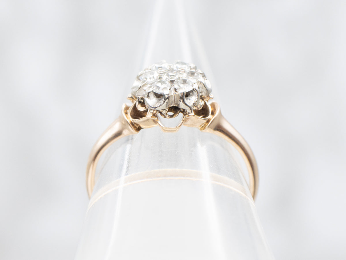 Mixed Era Diamond Cluster Engagement Ring