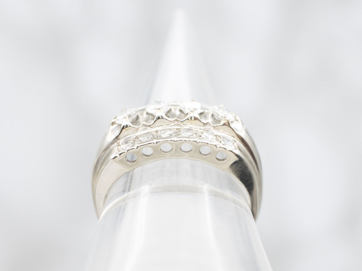 Vintage 1940s Triple Row Diamond Statement Band