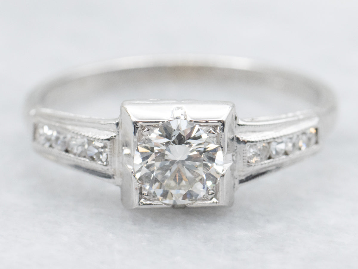 Platinum 1950s Diamond Engagement Ring