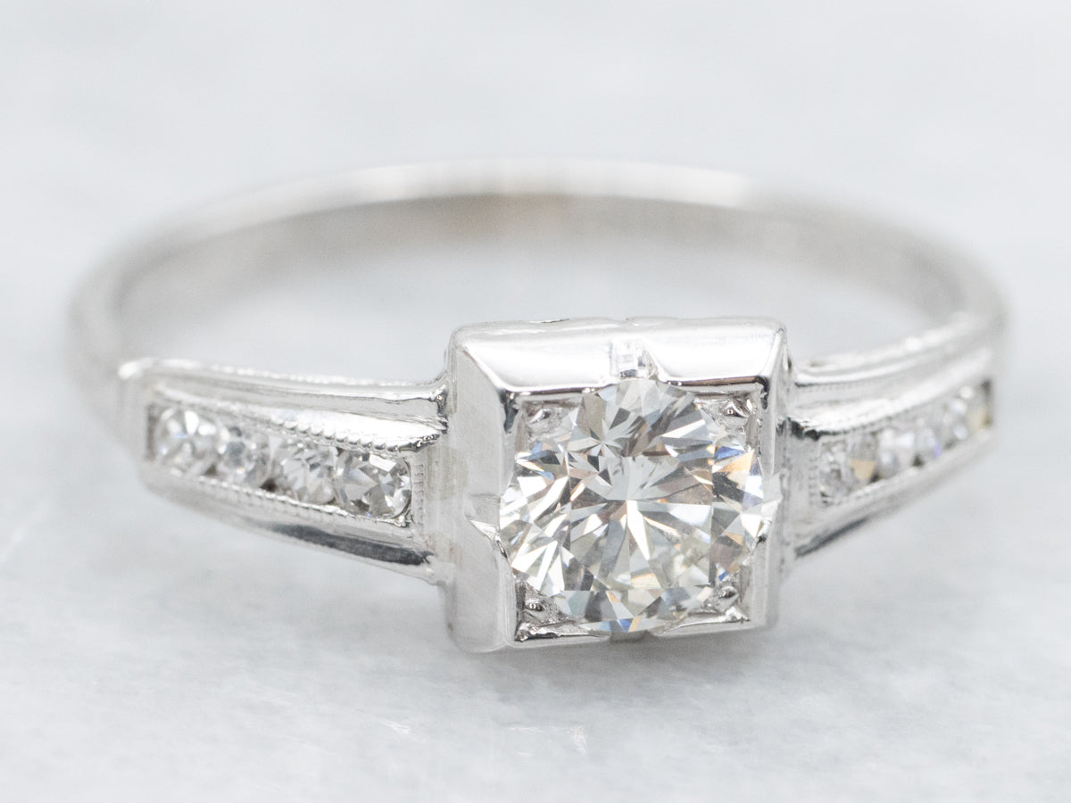 Platinum 1950s Diamond Engagement Ring
