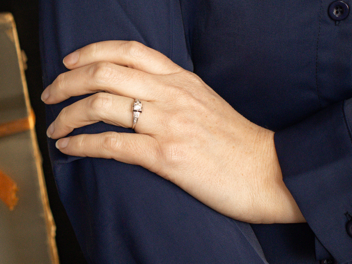 Platinum 1950s Diamond Engagement Ring
