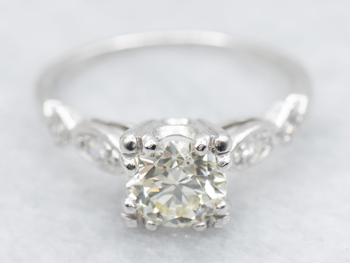 Retro Era Platinum and Diamond Engagement Ring