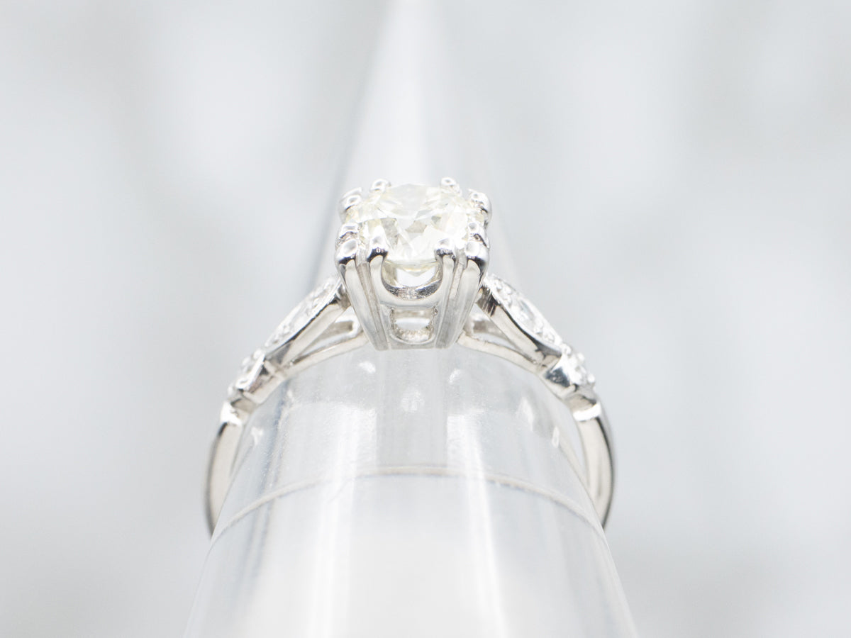 Retro Era Platinum and Diamond Engagement Ring