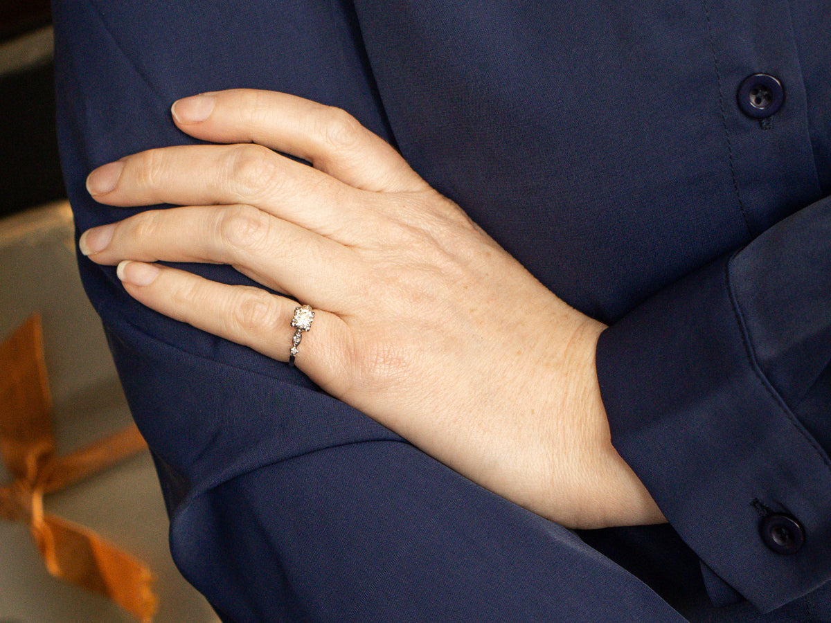 Retro Era Platinum and Diamond Engagement Ring