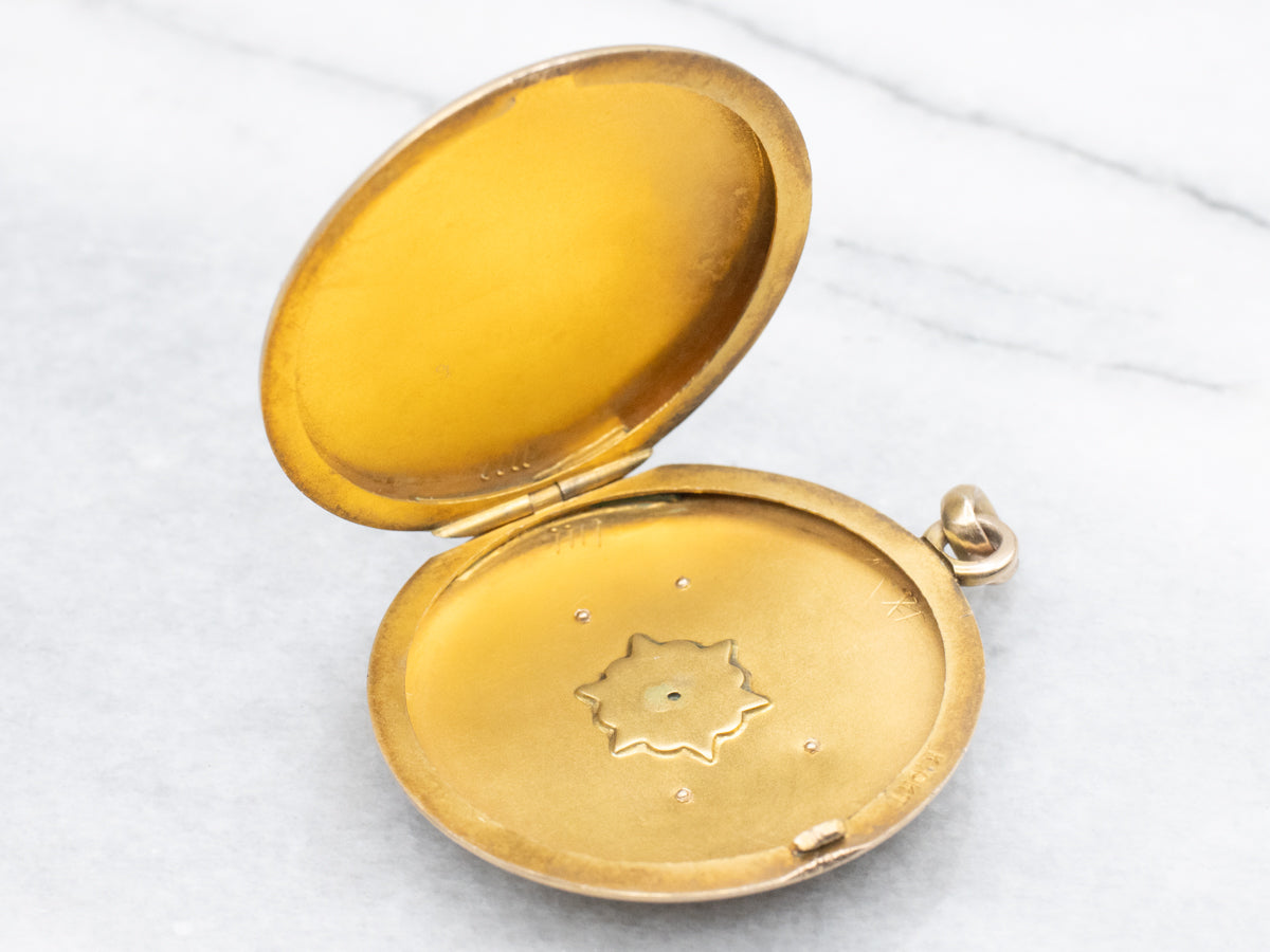 Ornate Antique 1902 Monogrammed "GPL" Round Locket