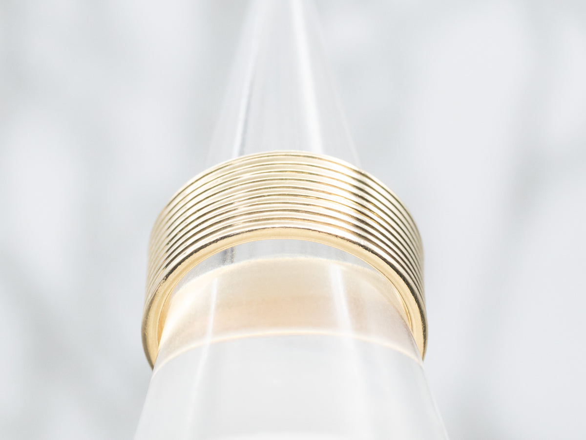 Wide Grooved Wedding Band