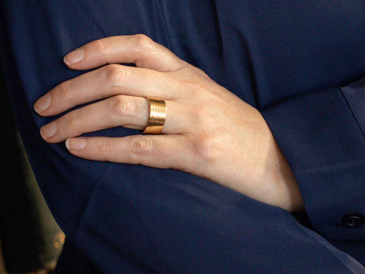 Wide Grooved Wedding Band