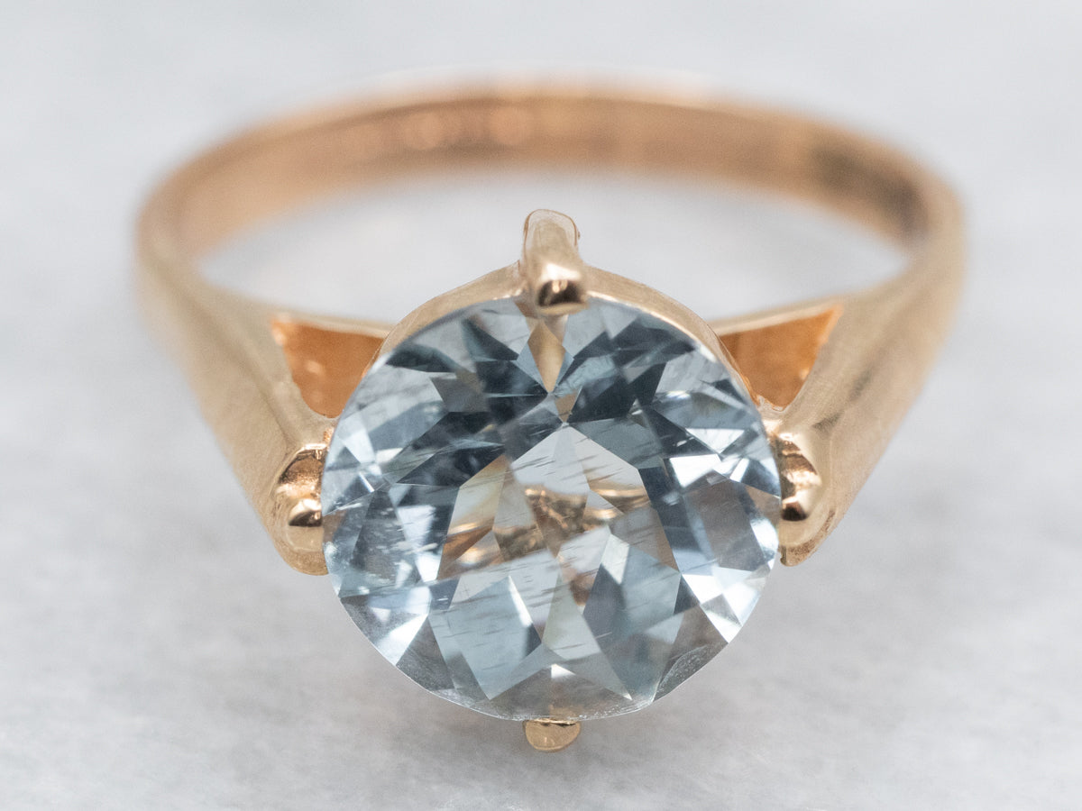 High Profile Aquamarine Solitaire Ring