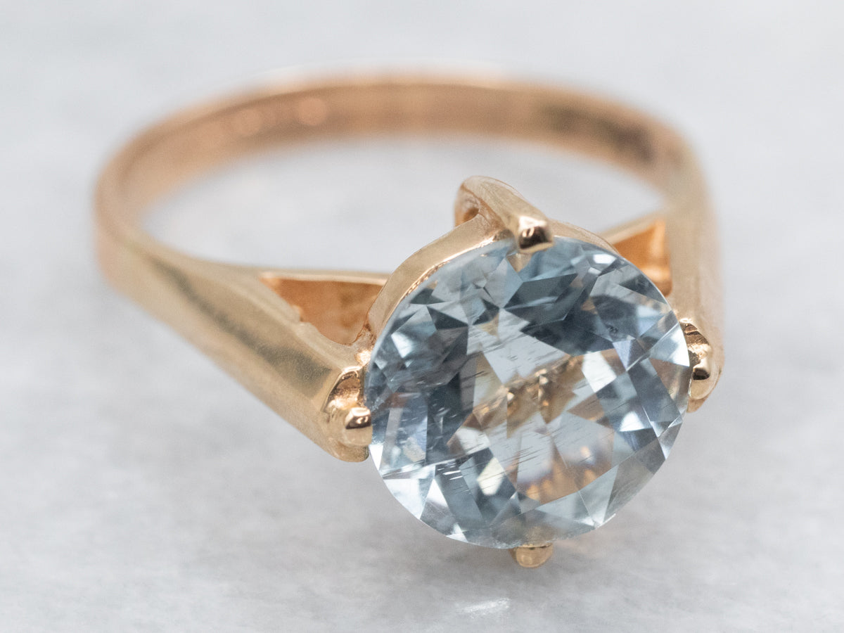 High Profile Aquamarine Solitaire Ring