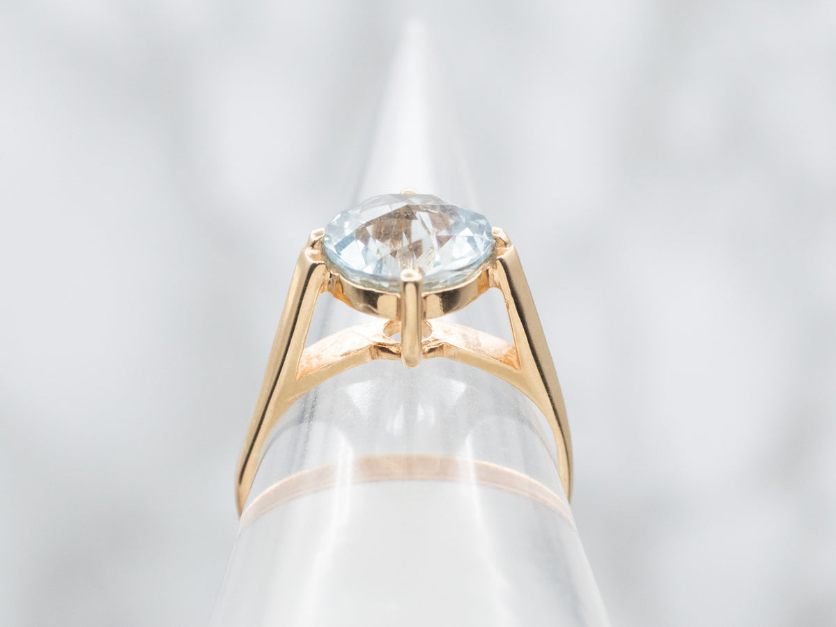 High Profile Aquamarine Solitaire Ring