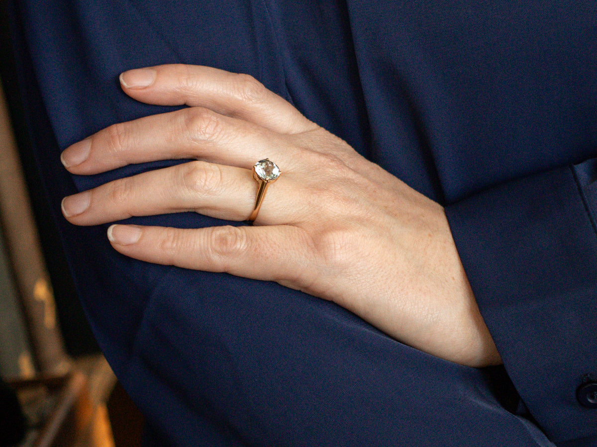 High Profile Aquamarine Solitaire Ring