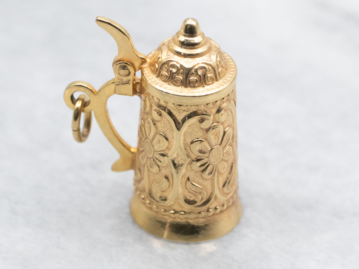 Floral Beer Stein Charm with Opening Lid