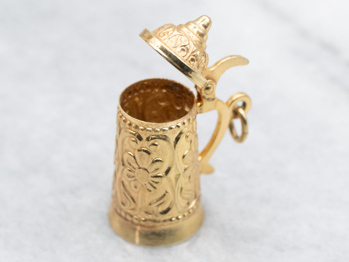 Floral Beer Stein Charm with Opening Lid