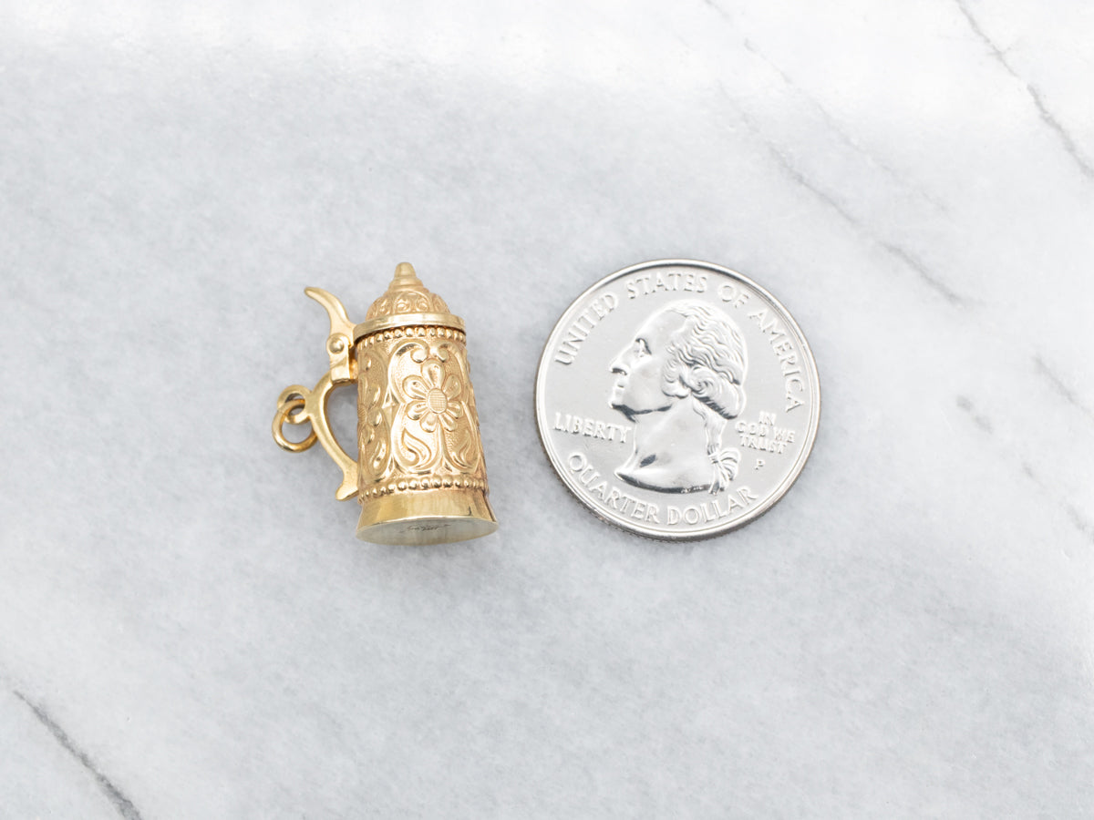 Floral Beer Stein Charm with Opening Lid