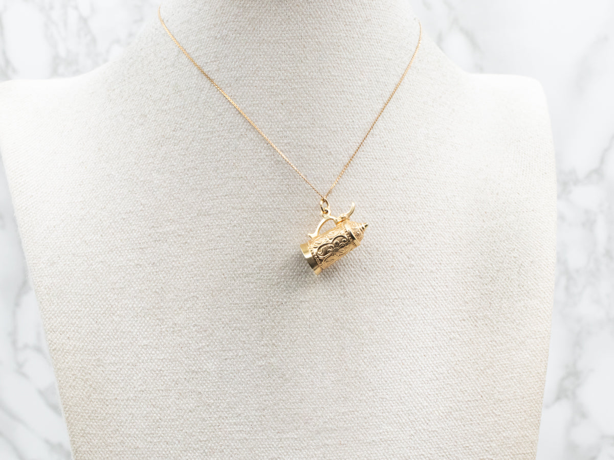 Floral Beer Stein Charm with Opening Lid