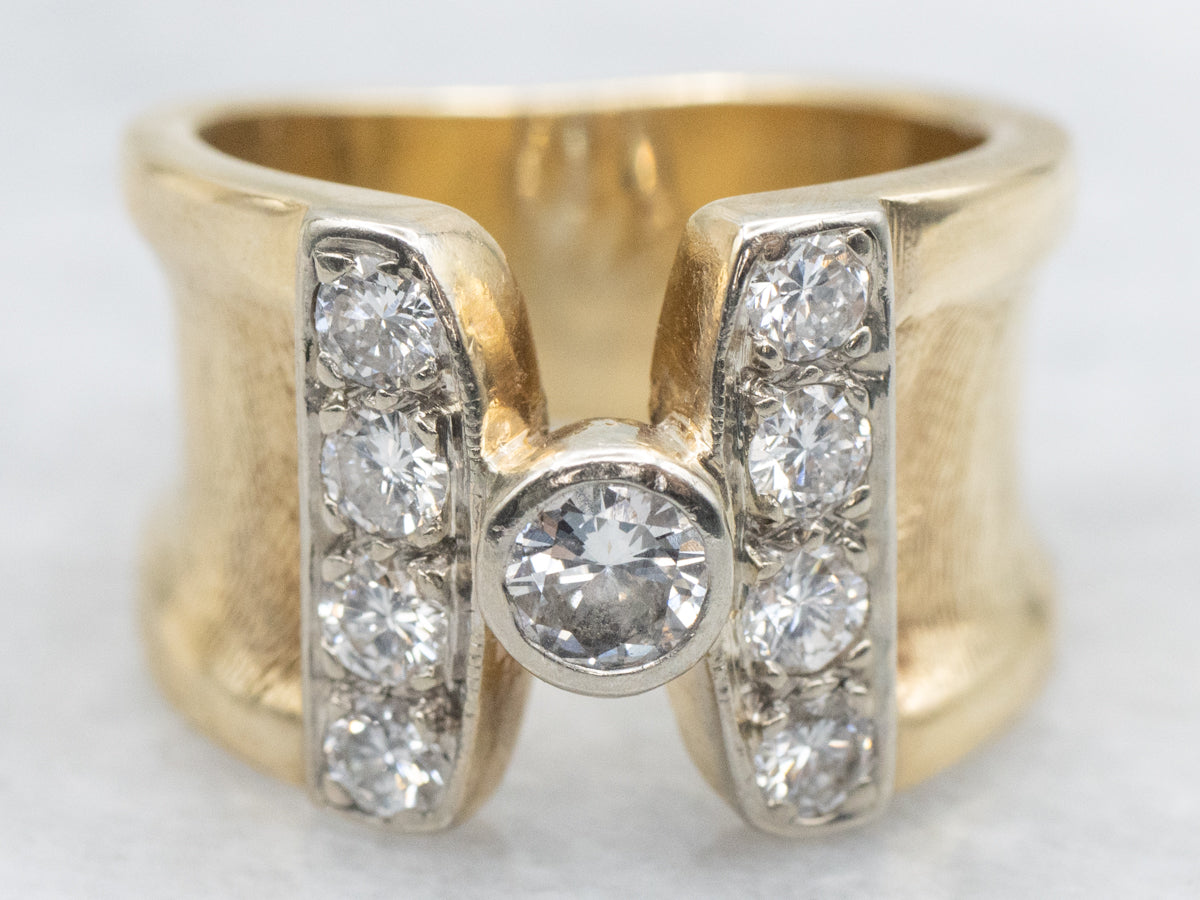Modernist Gold Diamond Band