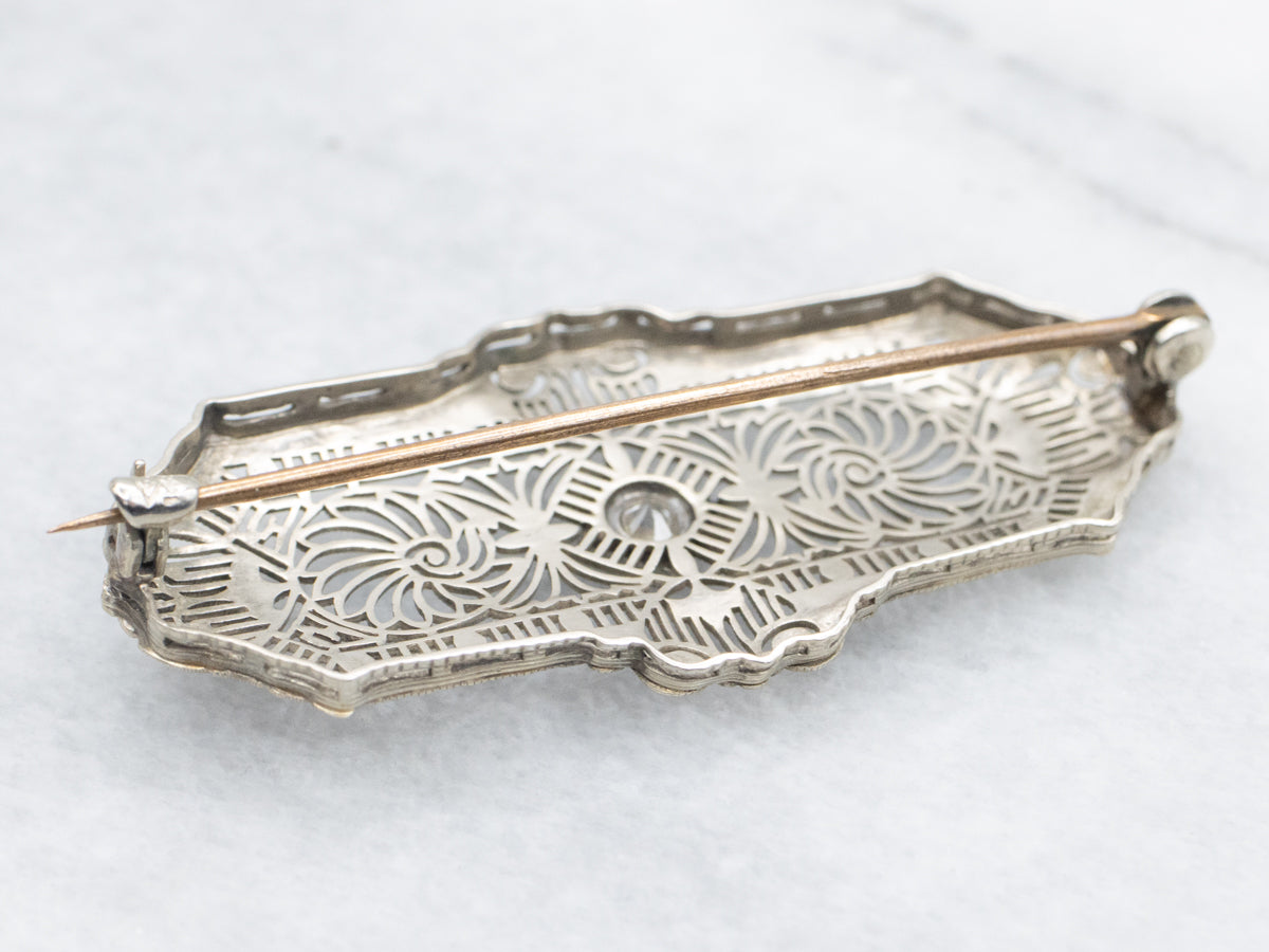 Art Deco Diamond Filigree Brooch