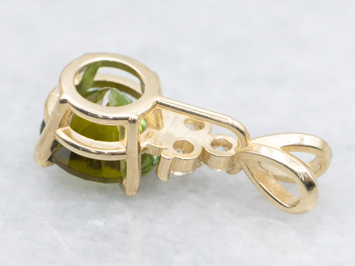 Green Tourmaline and Diamond Pendant