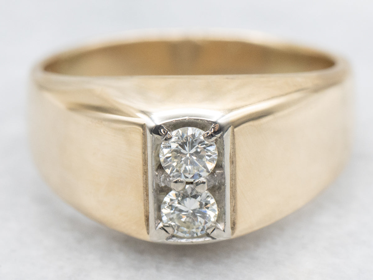 Men's Mid-Century Double Diamond Statement Ring