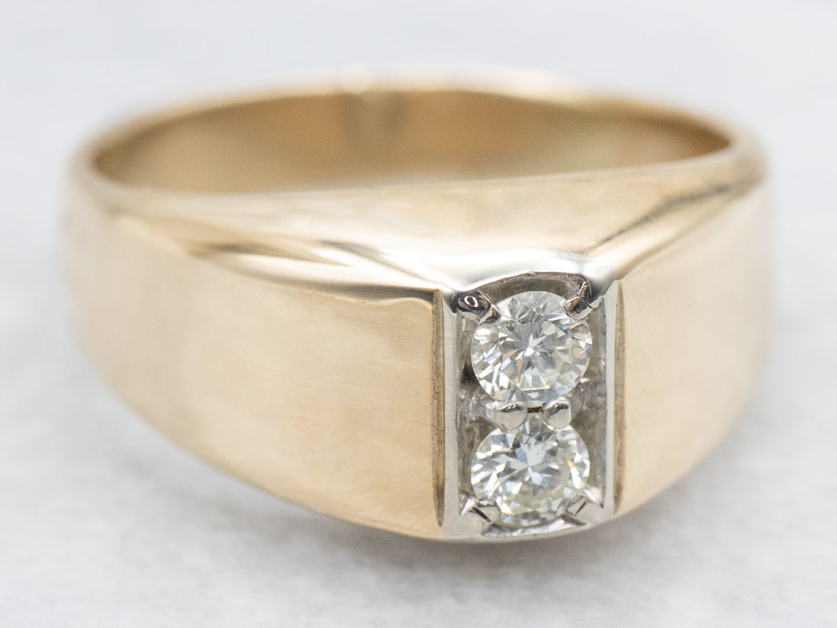 Men's Mid-Century Double Diamond Statement Ring