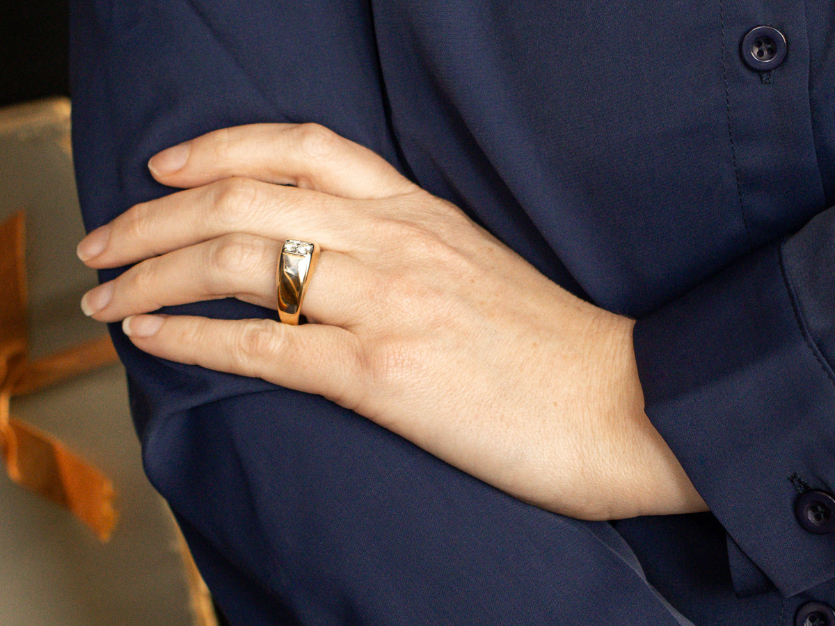 Men's Mid-Century Double Diamond Statement Ring