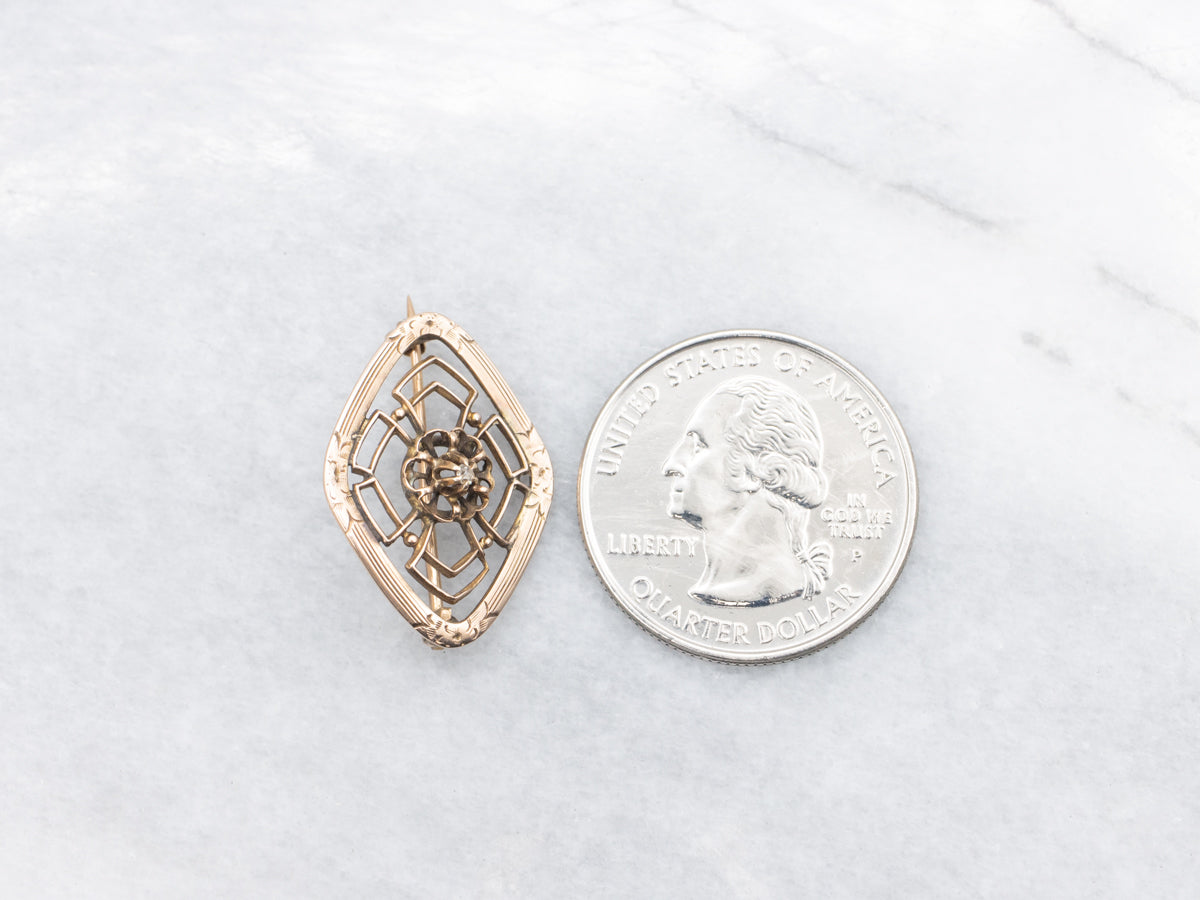 Victorian Old Mine Cut Diamond Floral Brooch