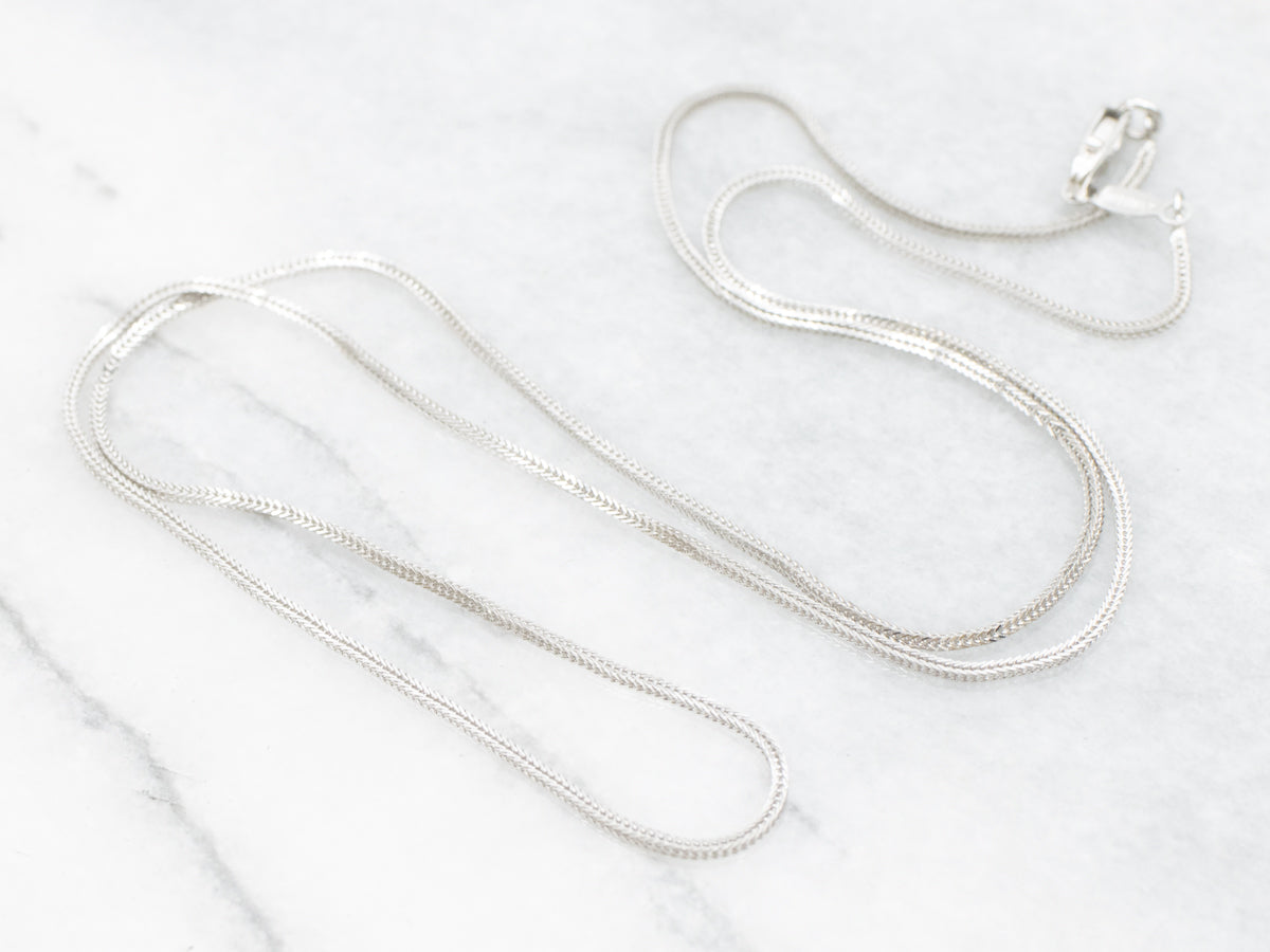 Squared White Gold Wheat Link Chain