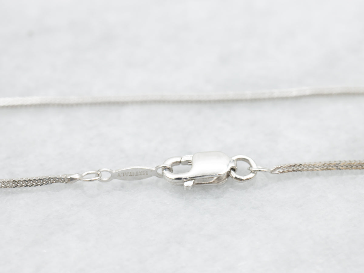 Squared White Gold Wheat Link Chain