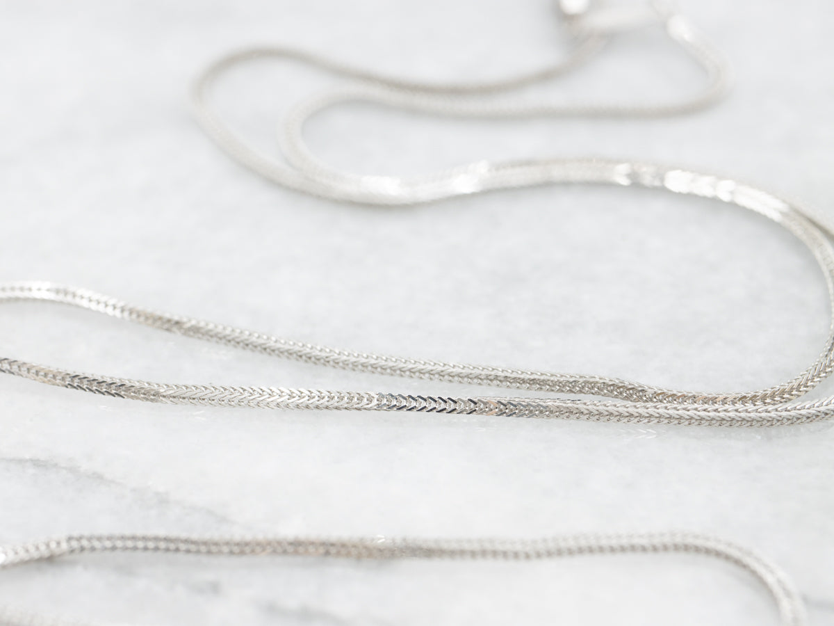 Squared White Gold Wheat Link Chain